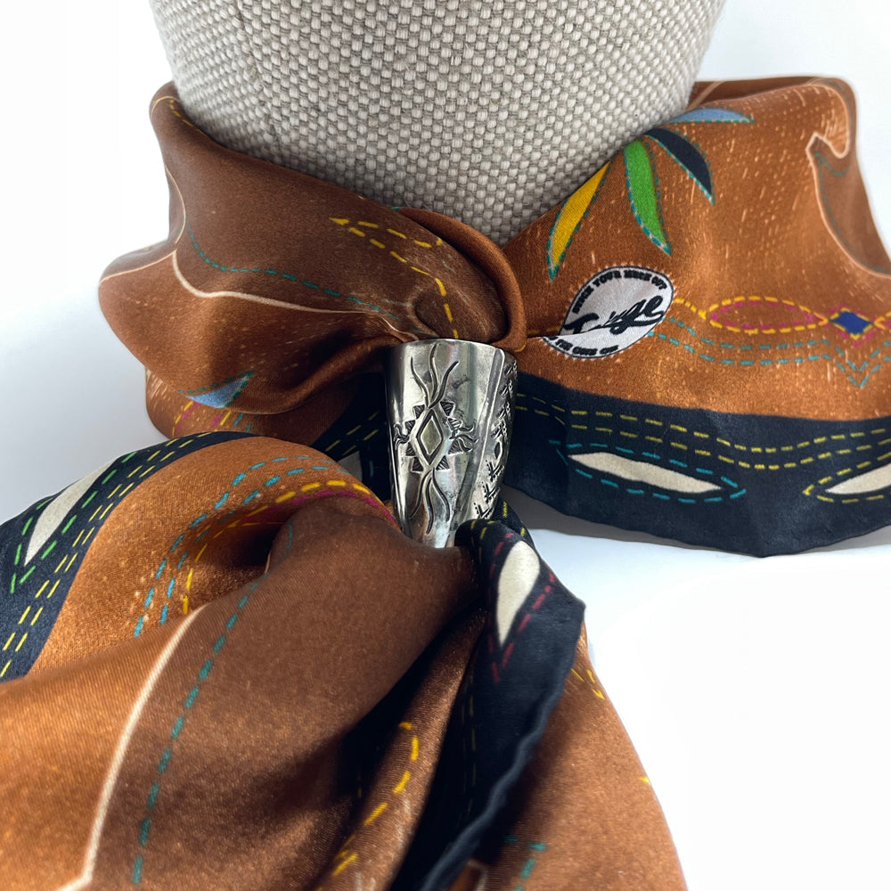 Fringe Slide Desert Sun holds a wild rag snug at the collar ranch wear