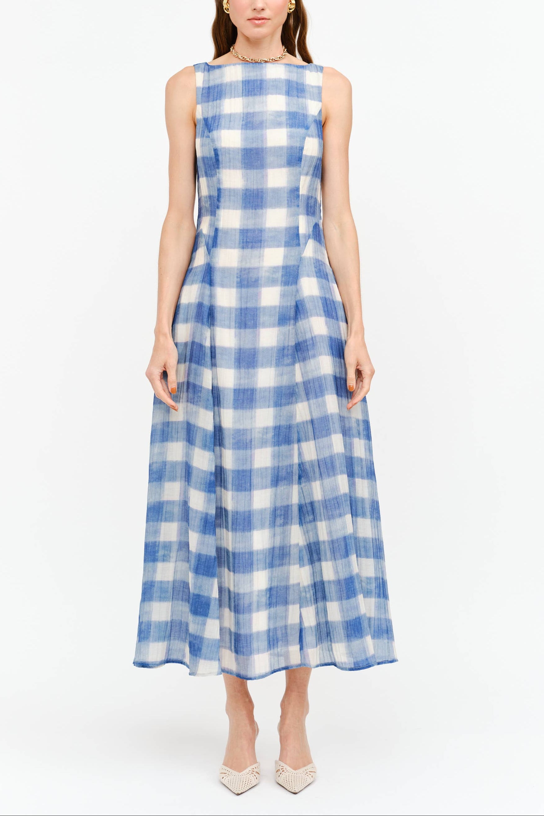 Iggy Dress womens plaid gingham blue summer dress Boltranchstore.com Free Shipping