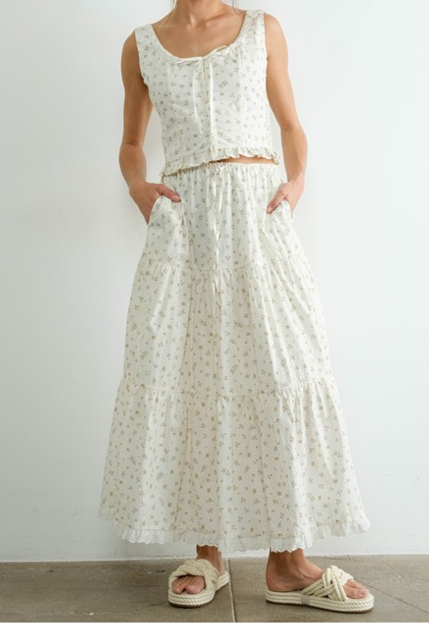 Isabella Floral Lace Top and Skirt Set find at boltranchstore.com western boutique free shipping womens summer spring casual skirt and shirt matching set