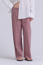 Isabella Gingham Relaxed Fit Cotton Pants 50945RG small red & cream checkered pants comfortable