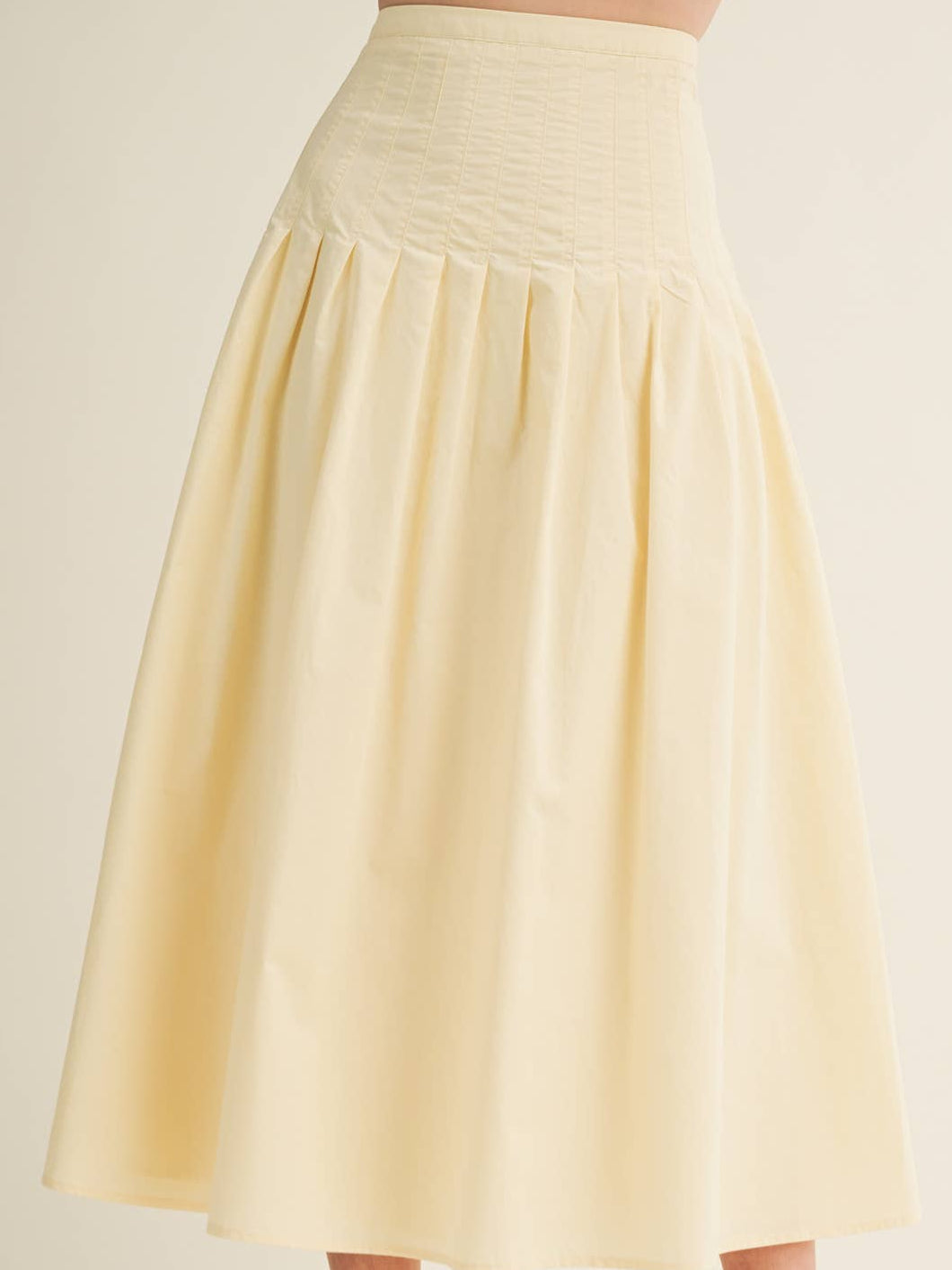 Isabella Poplin Skirt with Pleated Details at boltranchstore.com free shipping summer skirt yellow skirt butter yellow trending dress up or down skirt wear with cowboy boots
