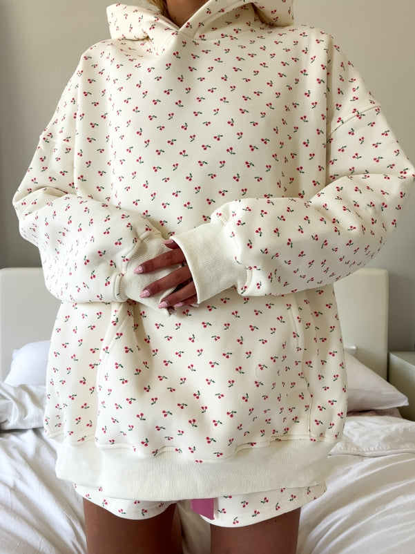 Ivory Cherries All Over Hoodie womens loungewear Boltranchstore.com free shipping comfy gift