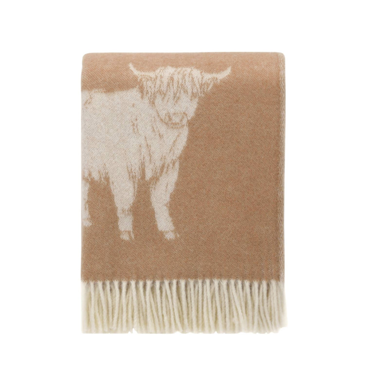 JJ Textile Brown Highland Cow Pure Wool Throw Utah country living bolt ranch store 