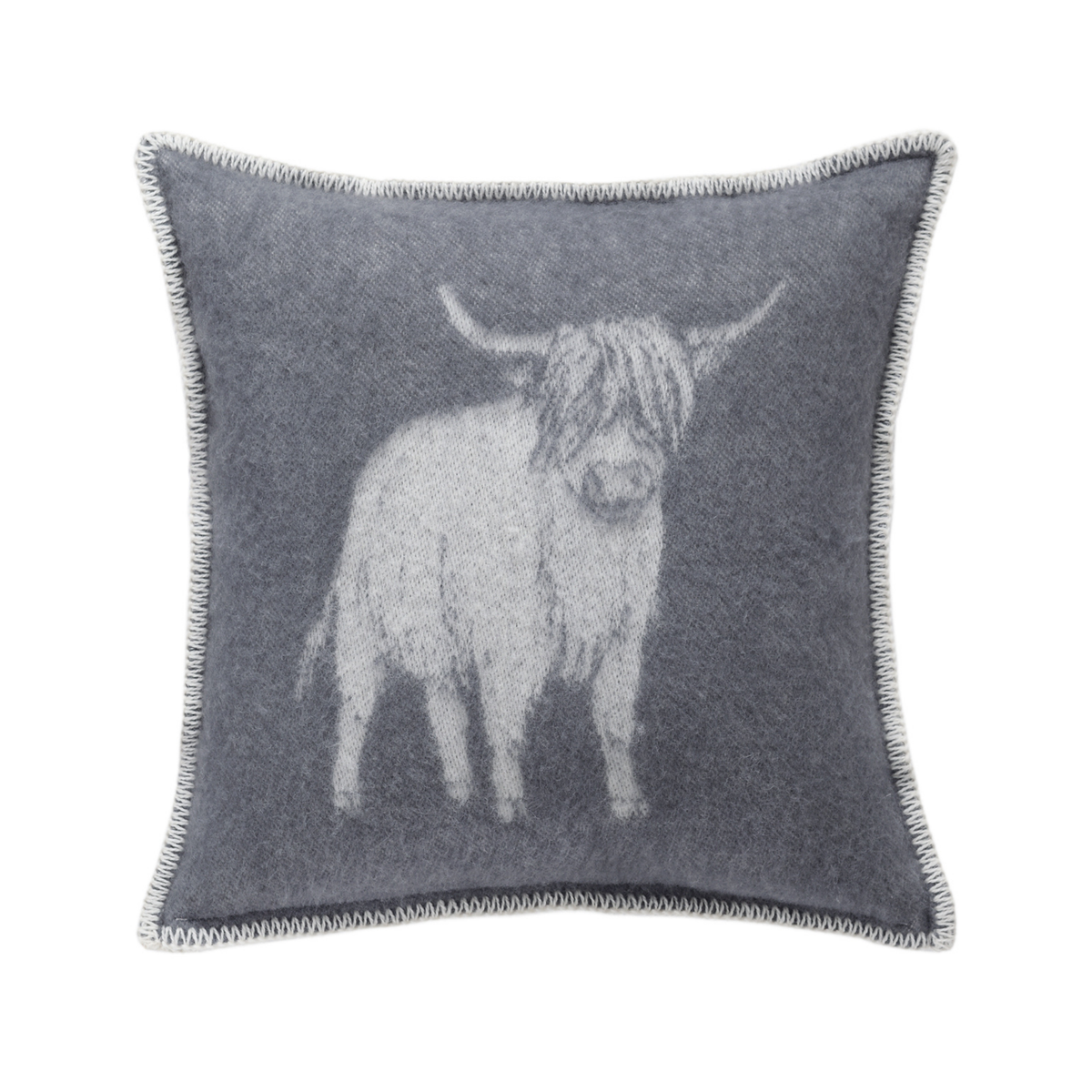 JJ Textile Dark Grey Highland Cow Pure Wool Cushion Cover country living decor bolt ranch store