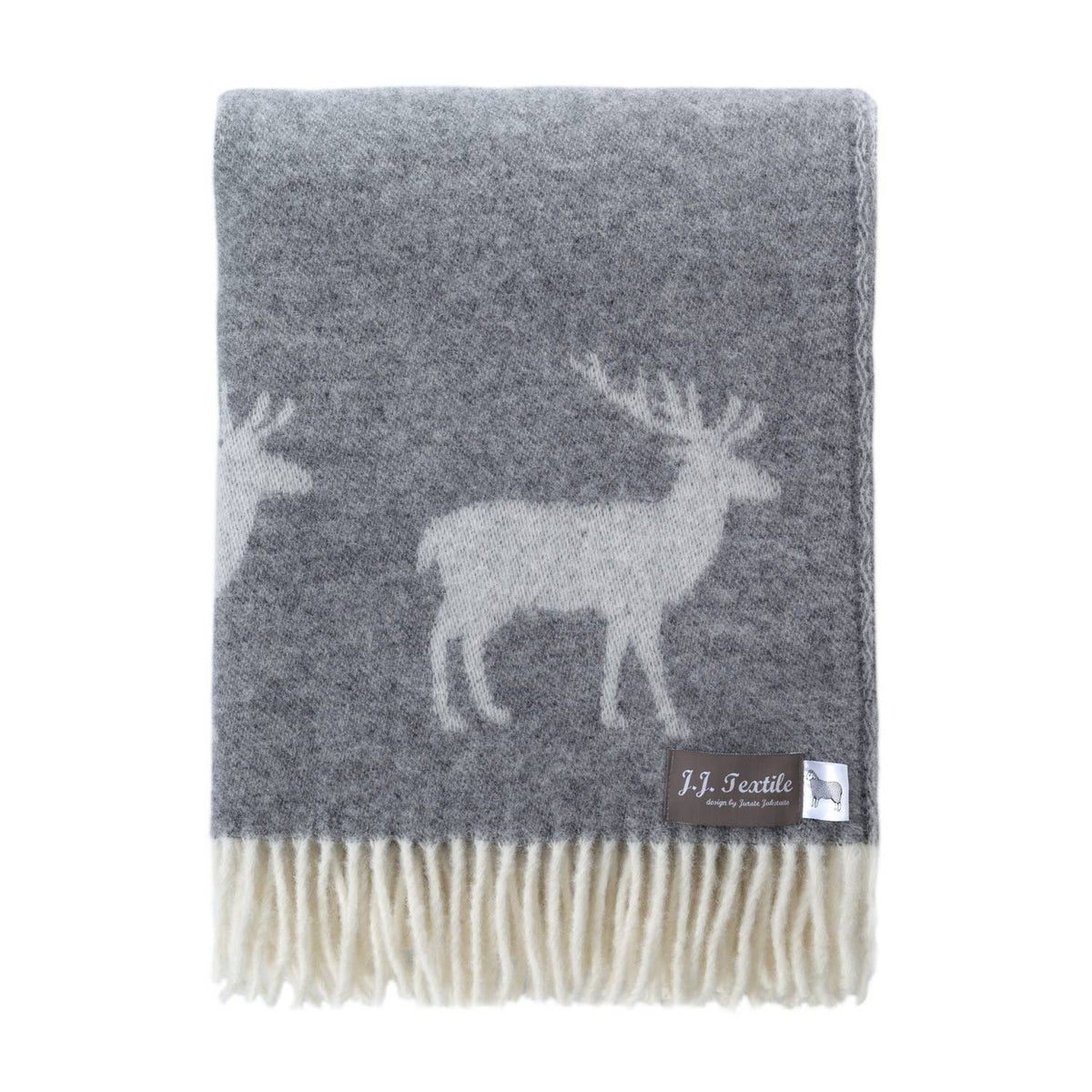 JJ Textile Deer Grey Wool Throw bolt ranch store ranch living 