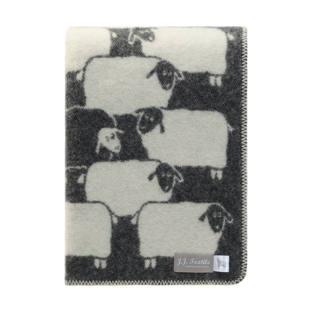 JJ Textile Herd Black Wool Blanket with Sheep Design bolt ranch store country living 