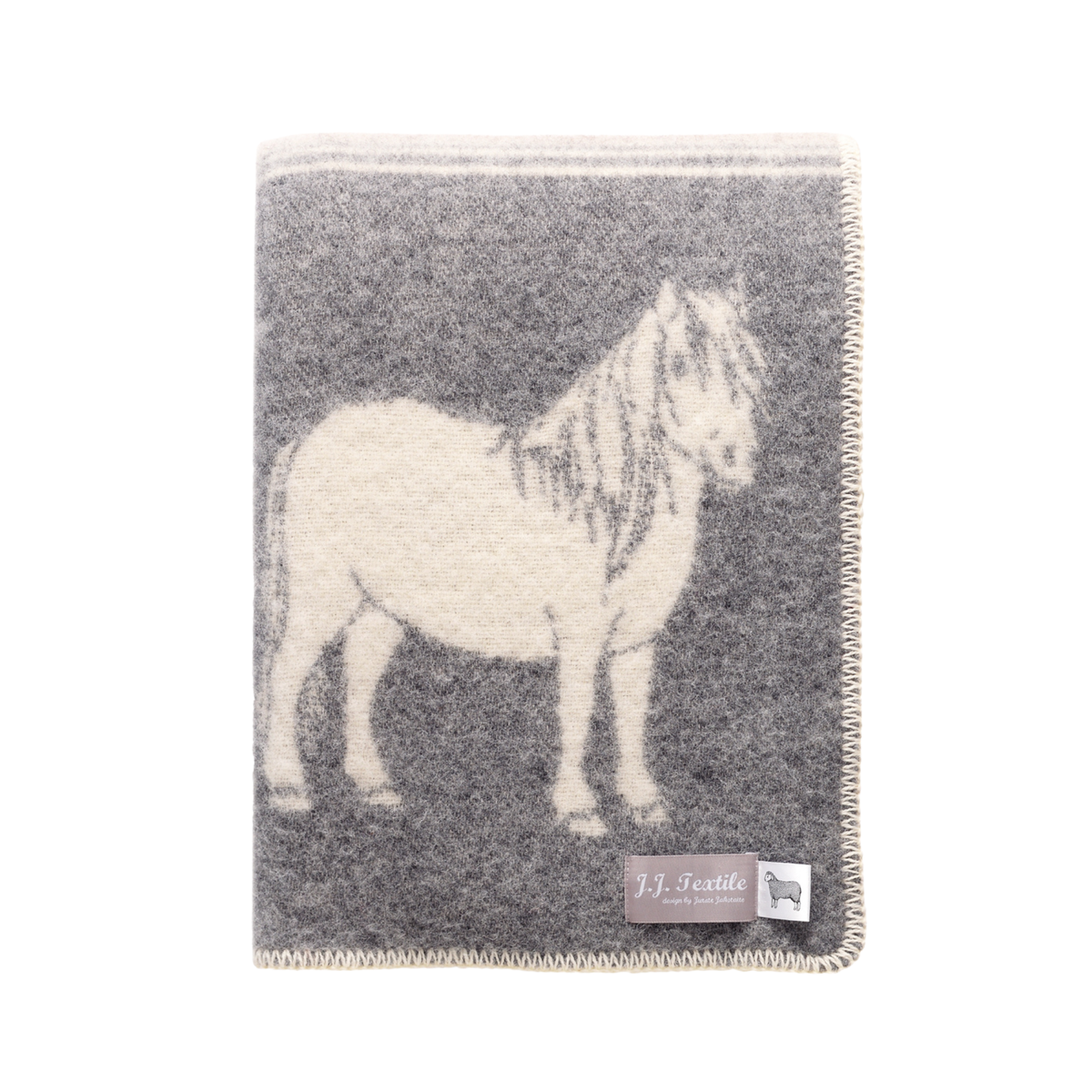 JJ Textile Pony Soft Grey and Brown Wool Blanket bolt ranch store western home deco 