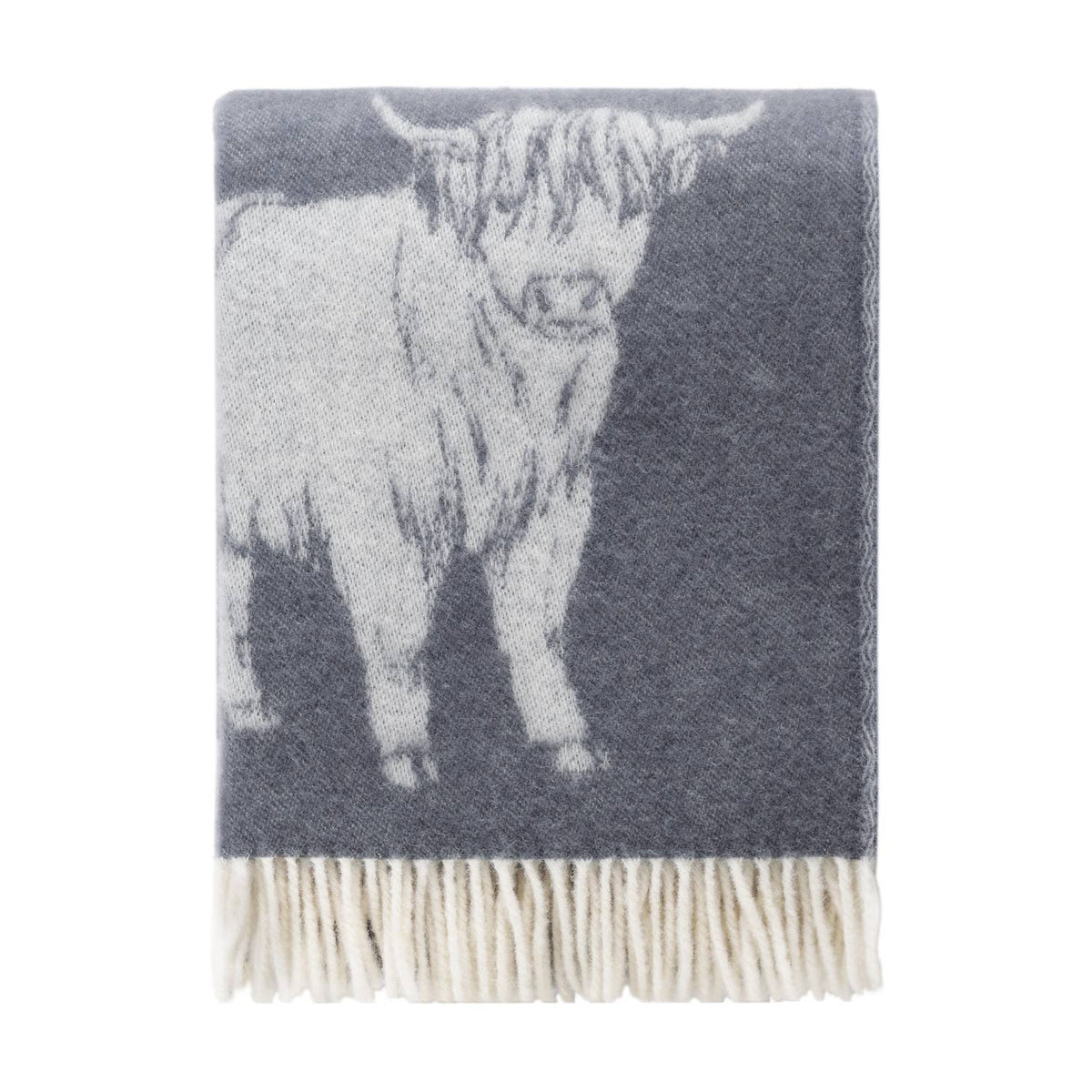 JJ Textiles Dark Grey Highland Cow Pure Wool Throw bolt ranch store country living 