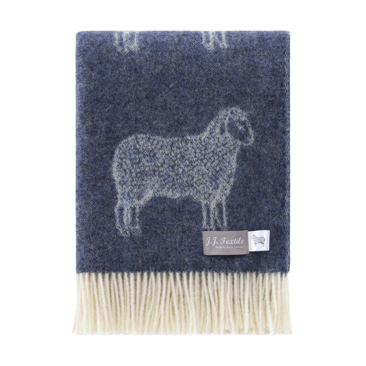 JJ Textiles Denim Blue Sheep Pure Wool Throw bolt ranch store country living
