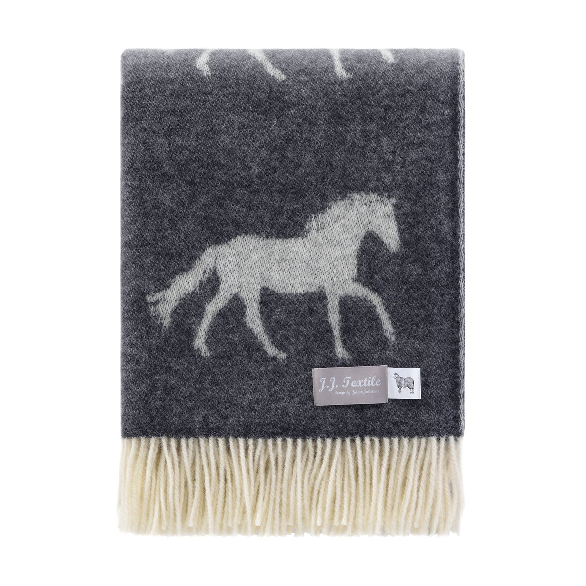 JJ Textiles Horse Soft Black Pure Wool Throw bolt ranch store 