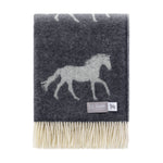 JJ Textiles Horse Soft Black Pure Wool Throw bolt ranch store 
