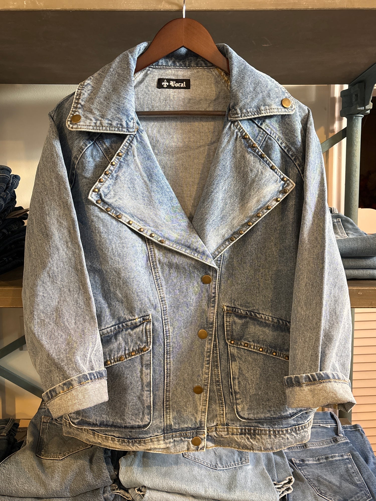 Jade Studded Denim Jacket at boltranchstore.com