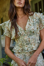 Jenna Floral Top ruffle sleeve cute shirt for women Boltranchstore.com Free SHipping Coordinating skirt western fashion