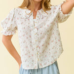 Jennifer Floral Puffed Sleeve Top shop at boltranchstore.com free shipping