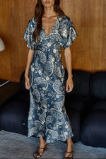 Jessica Floral Dress womens midnight blue polyester light weight party dress flattering popular viral free shipping Boltranchstore.com