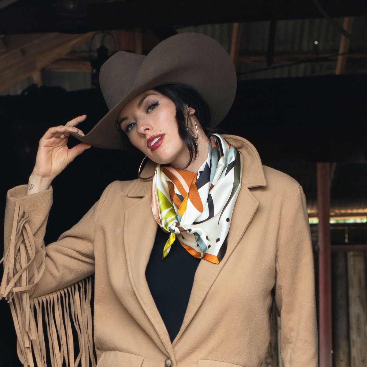 Fringe Bronco Buster Silk Scarf