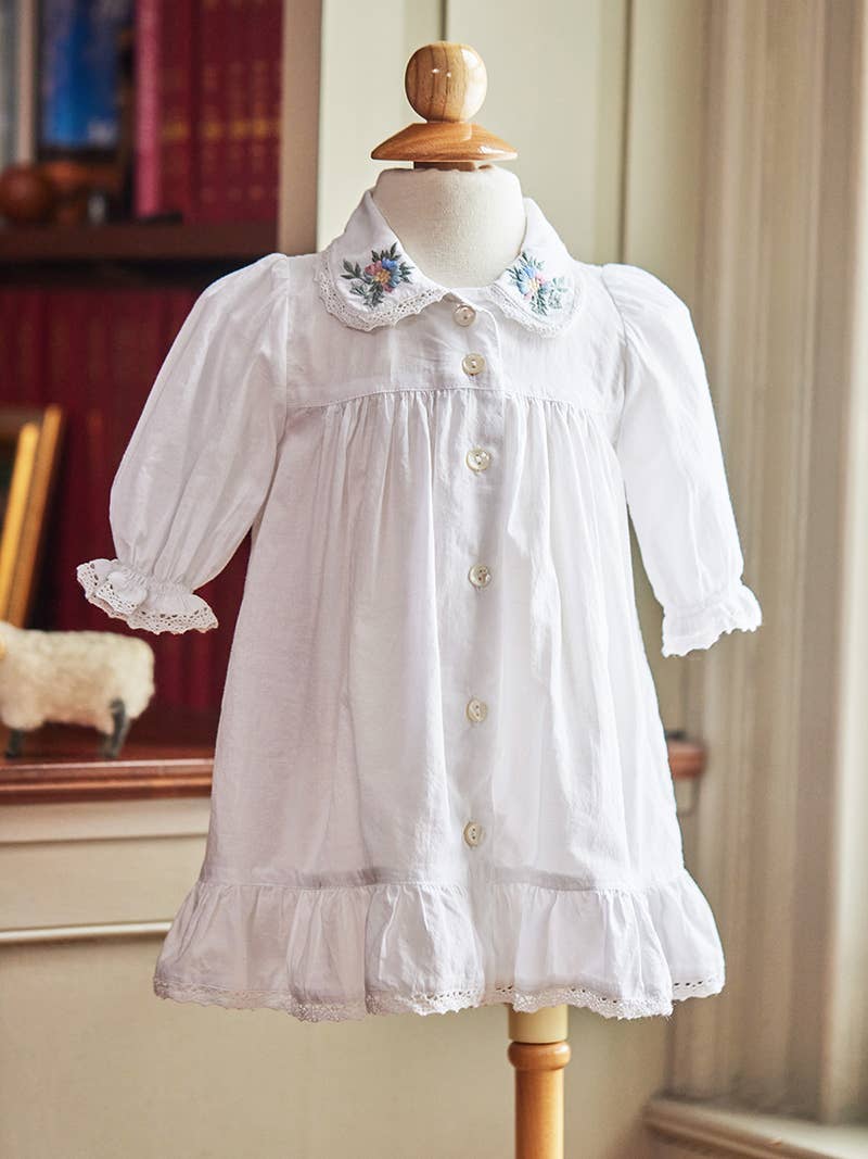 Josephine Baby Petticoat April Cornell Boltranchstore.com baby toddler infant white button down embroidered collar white formal dress everyday baby dress