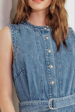Josie Washed Denim Dress Womens summer sleeveless dress blue at boltranchstore.com