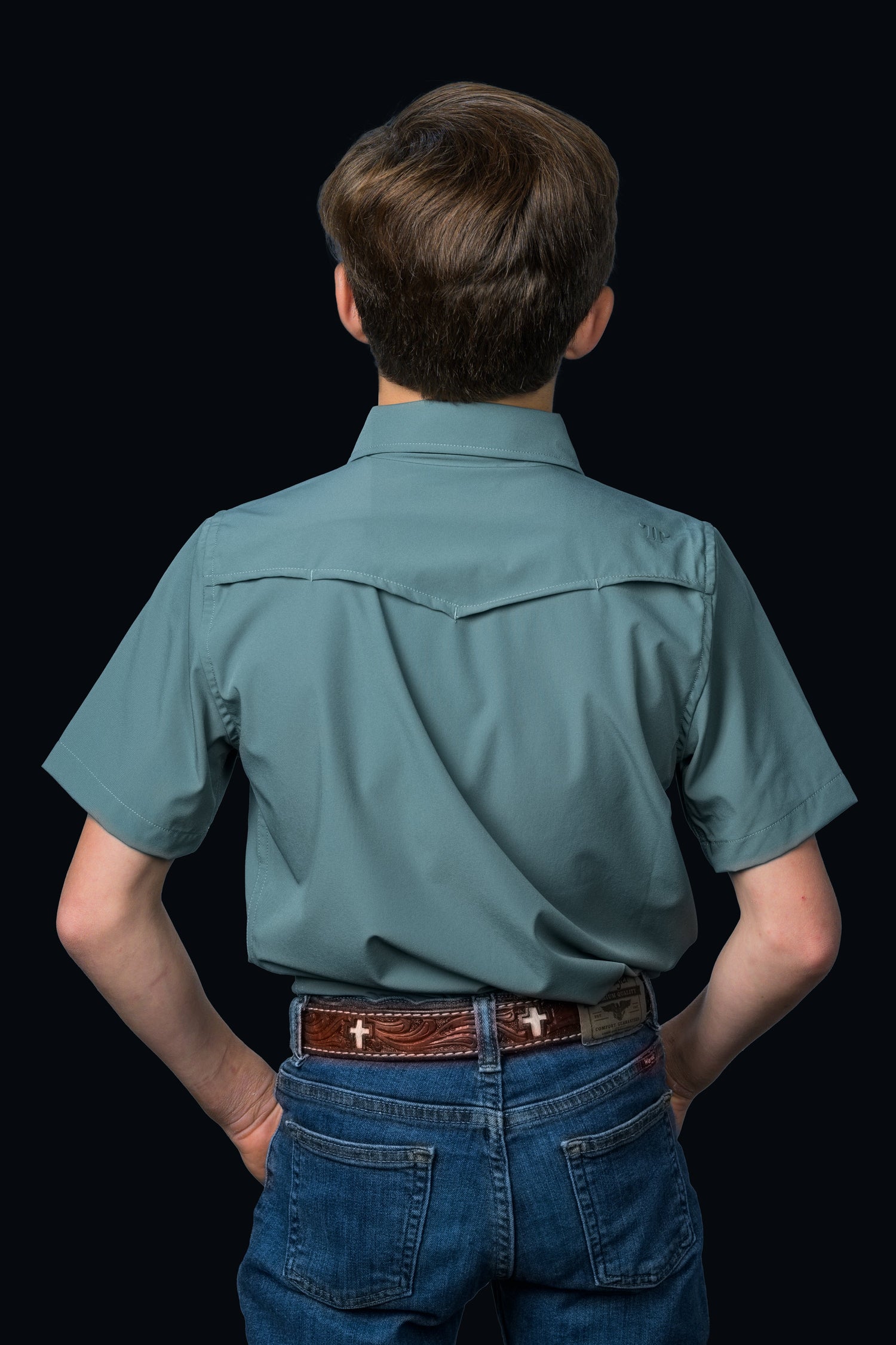 Ferrell Kids Aqua Short Sleeve Pearl Snap Shirt