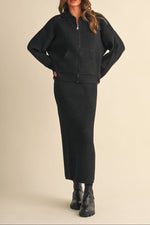 Kailee Zip Up Sweater Jacket womens black sweater in stock at bolt ranch store in kamas utah