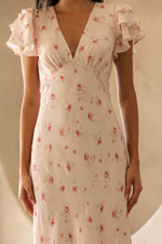 Kara Floral Midi Dress shop at boltranchstore.com summer dresses free shipping womens soft pink floral v neck dress formal