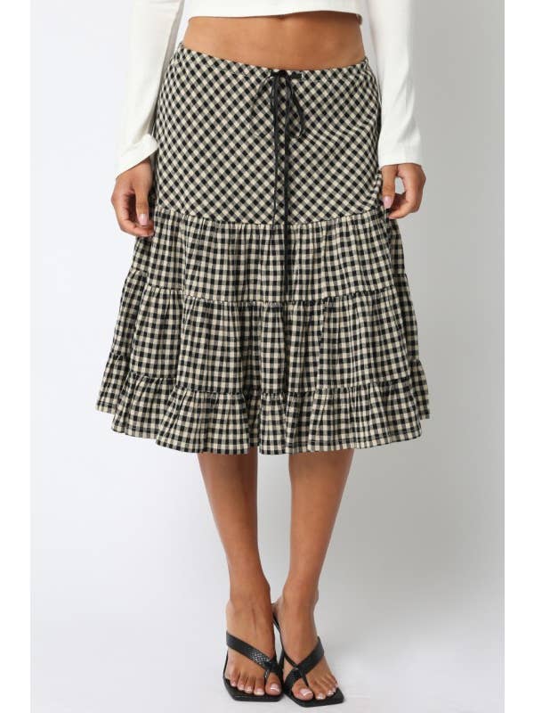 Khloe Gingham Skirt womens summer short gingham plaid skirt concert western fashion country prairie Ballerina Farms at Boltranchstore.com free shipping