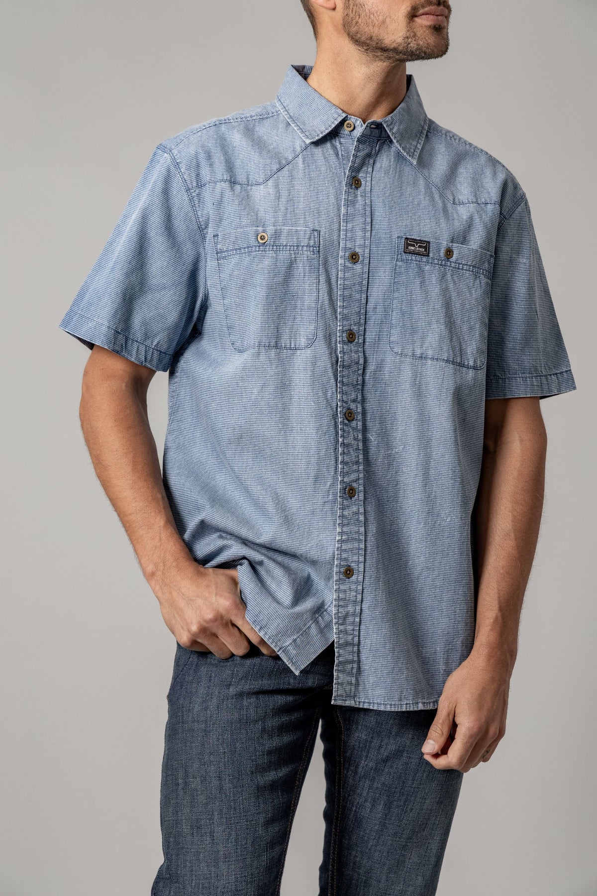Kimes Mens Shifter Indigo Short Sleeve Shirt buy from Bolt Ranch Store FREE SHIPPING 
