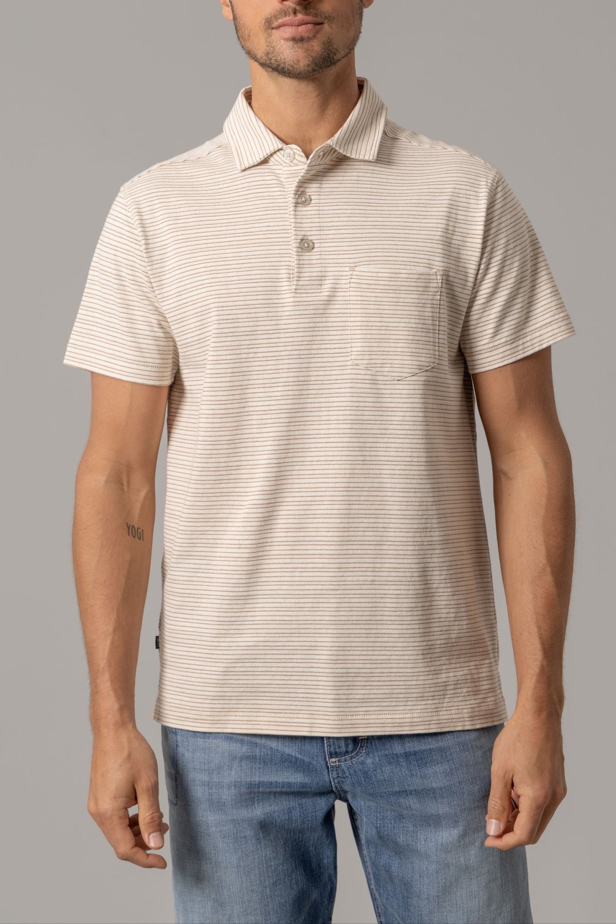 Kimes Ranch Harlan Mens Polo Shirt natural stripes free shipping at bolt ranch store mens spring 2025
