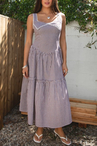 Kinsley Gingham A Line Maxi Dress order at boltranchstore.com