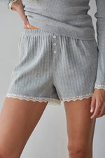 Knit Cotton Pointelle Wide Leg Shorts shop at boltranchstore.com sleepwear free shipping