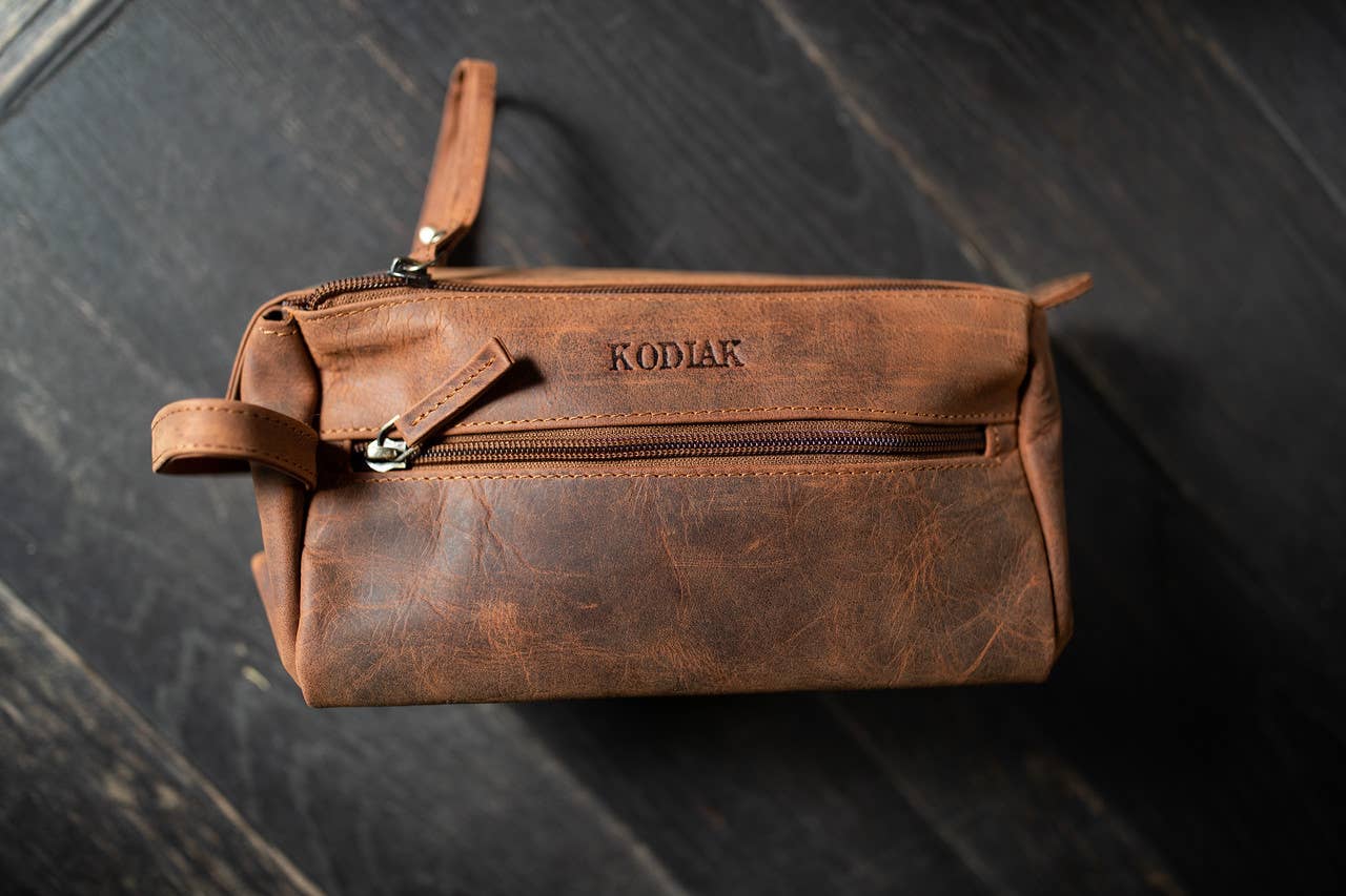 Kodiak Leather Toiletry - Cosmetic Bag order at boltranchstore.com