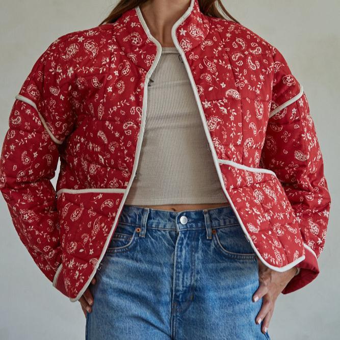 Joyce Quilted Paisley Cropped Jacket