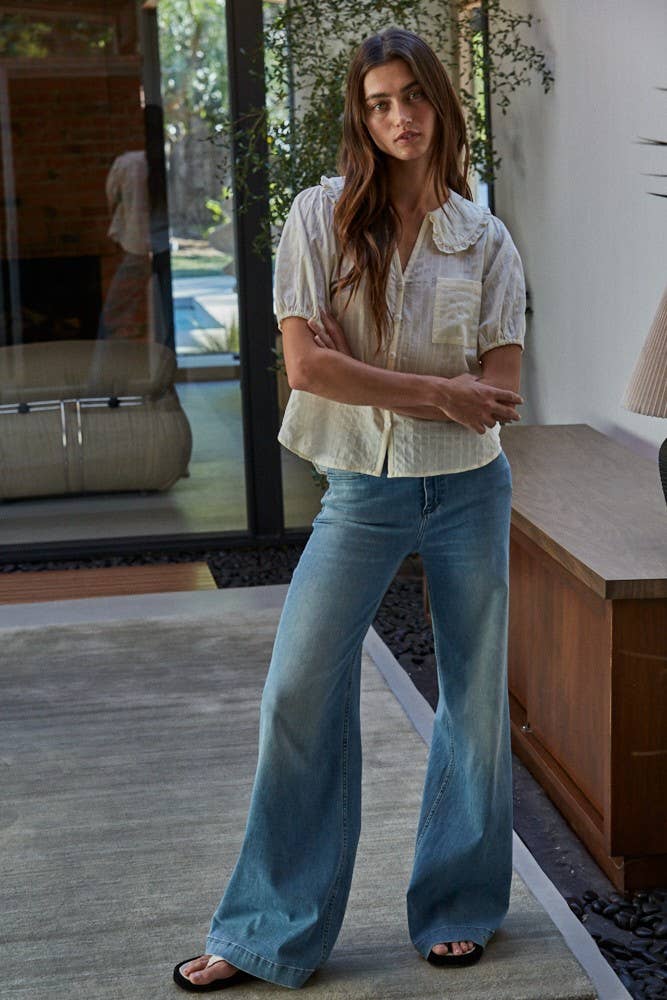 Cindy Ruffle Collared Top