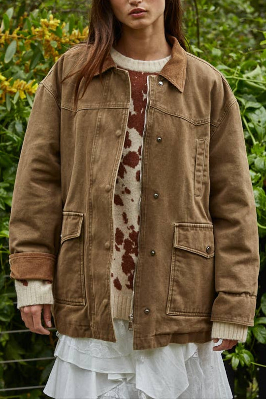 L8757 Maven Woven Barn Jacket chore coat collared zip up western wear fashion fall winter must have popular viral at Boltranchstore.com Doen Great Anthropology