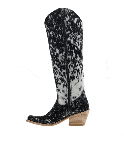 Liberty Black Kendra Black White Cowhide Boots
