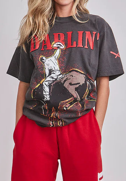 Darlin Let Er Buck SS Charcoal T Shirt