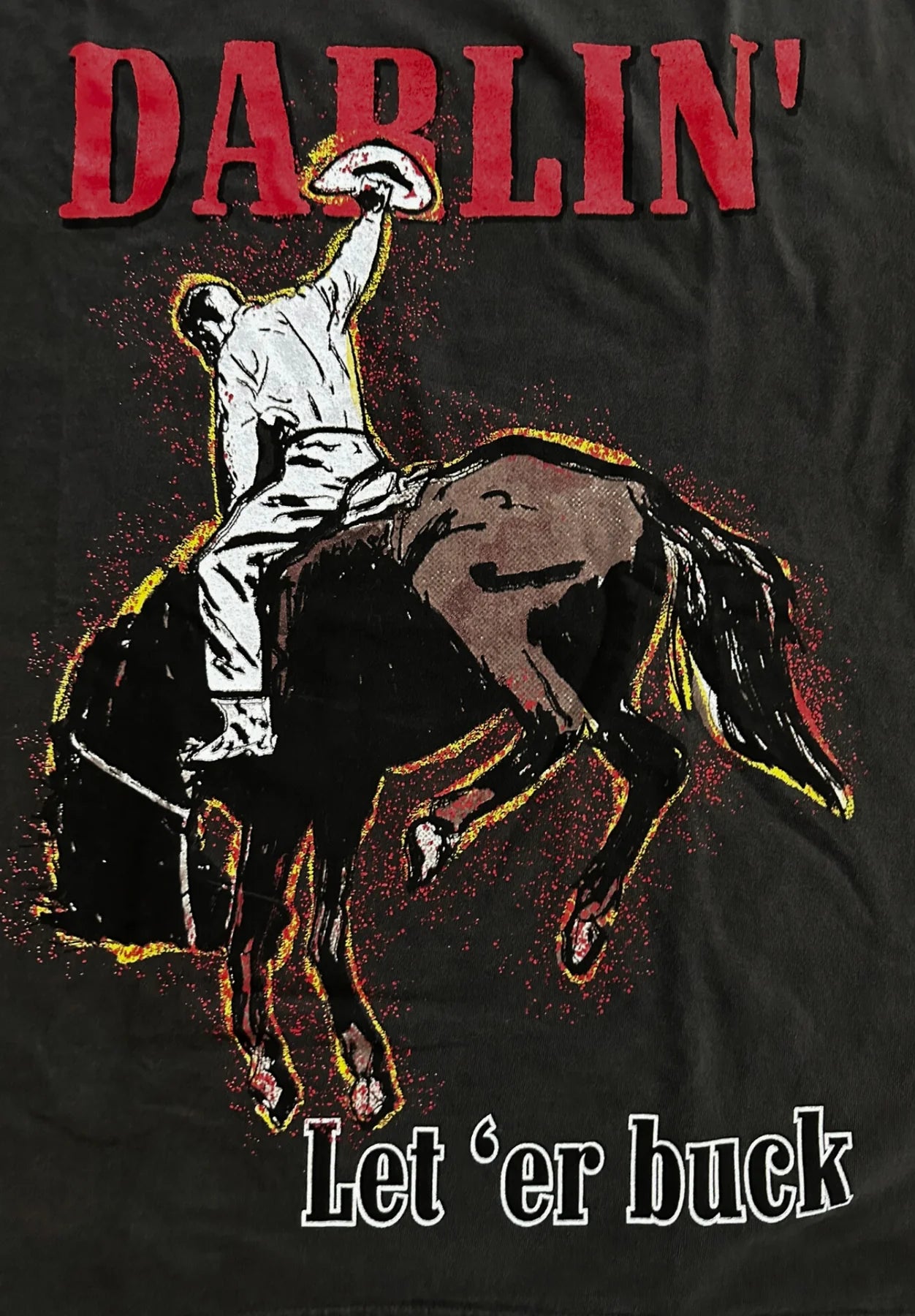 Darlin Let Er Buck SS Charcoal T Shirt