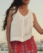The GREAT Vignette Top in white at boltranchstore.com sleeveless top tank top womens button up ruffle neck summer outfit summer shirt spring free shipping