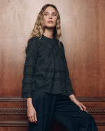 Womens western boutique rodeo western clothing THE GREAT The Lattice Lace Victorian Top Black SKU T1539065BLACK Boltranchstore com free shipping