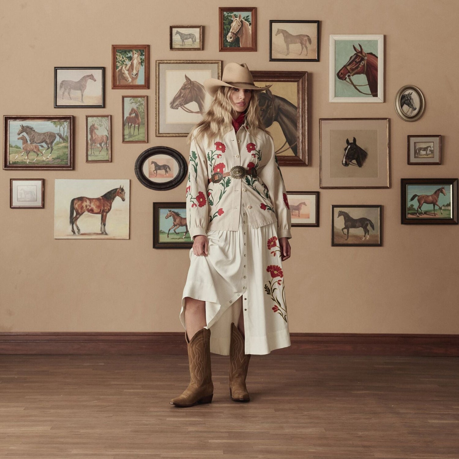 Stetson and THE GREAT Suede Cowboy Boot in Tan