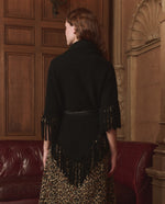 The Great Big Sweater Fringe Scarf Black cozy statement wrap for rodeo nights and Kamas mornings