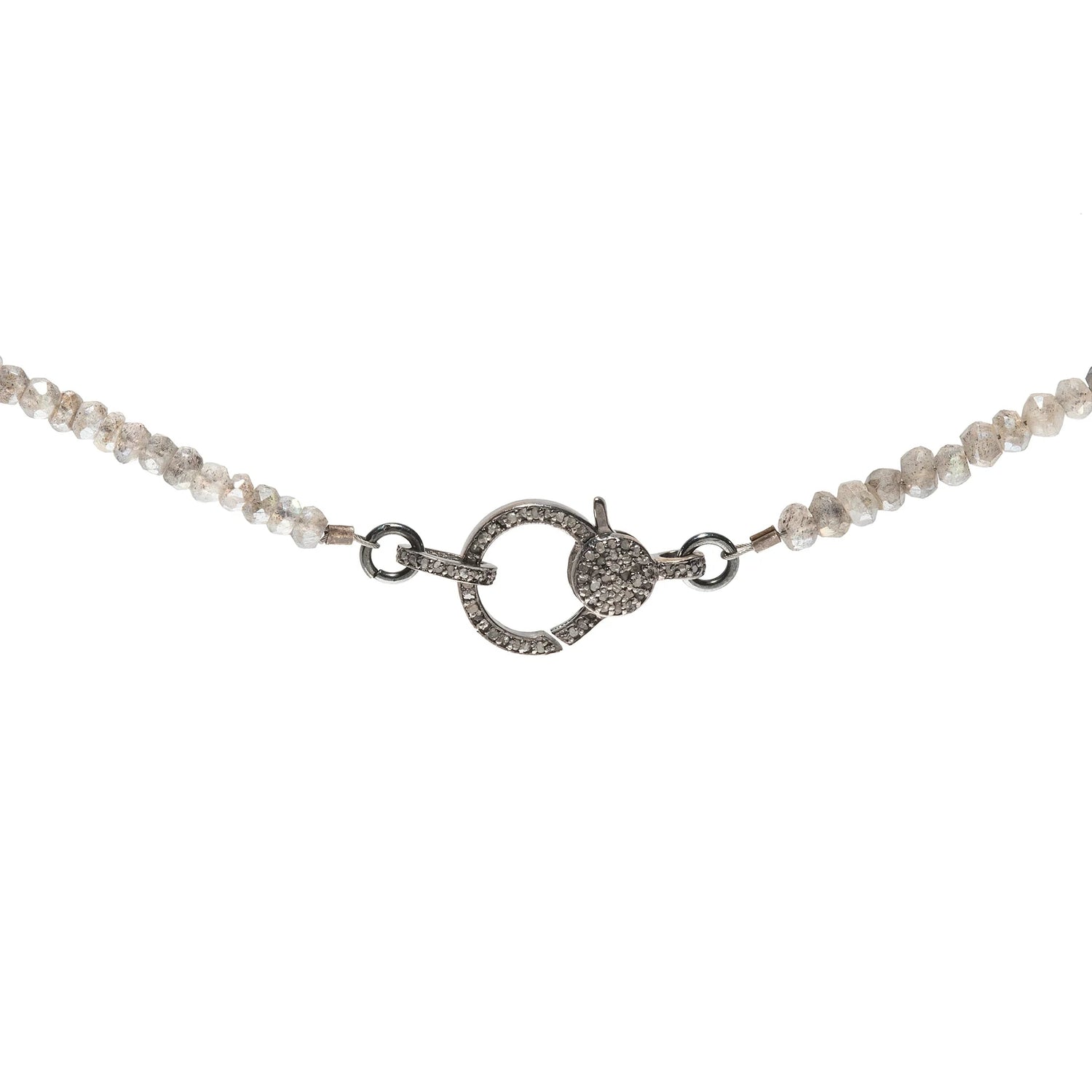 Makhala Labradorite with Diamond Closure Oxidized