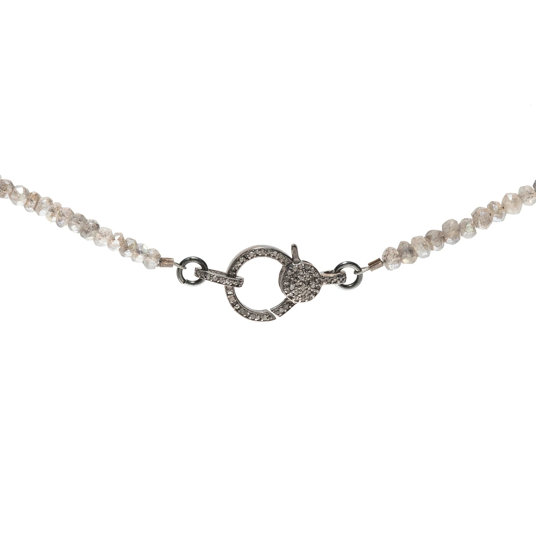 Makhala Labradorite with Diamond Closure Oxidized