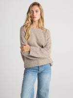 W Cashmere SIERRA Oversized Sweater Heather Brown slouchy shape with long ribbed cuffs western fashion