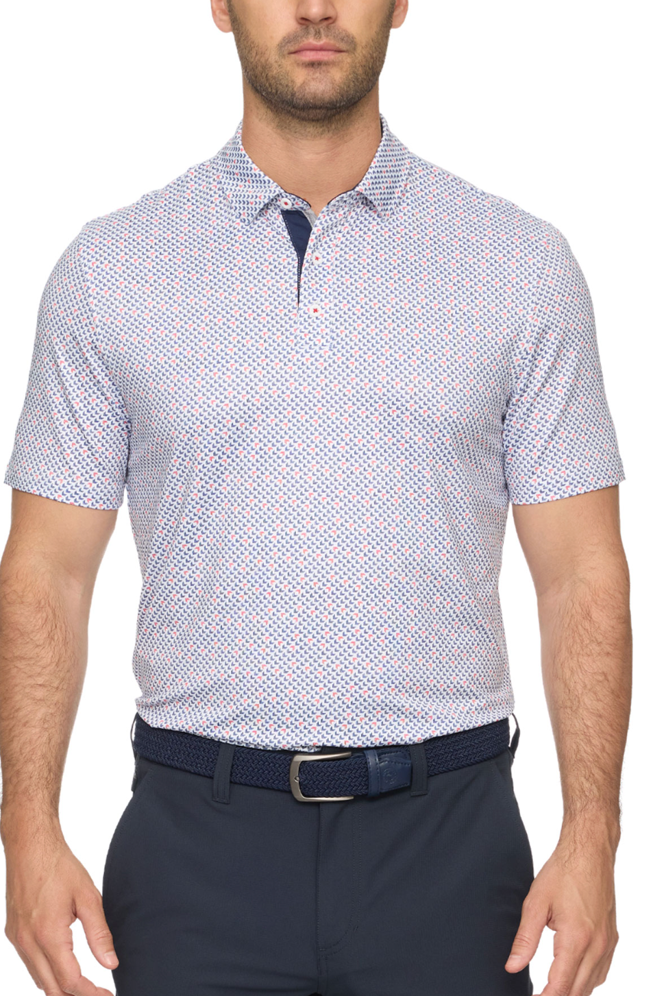 Lakewood Arrow Geo Print Performance Polo mens Flag & Anthem polo shirt Boltranchstore.com