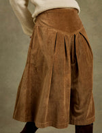 Penelope Chilvers Lancaster Cotton Velvet Skirt styled with an ecru button placket jumper