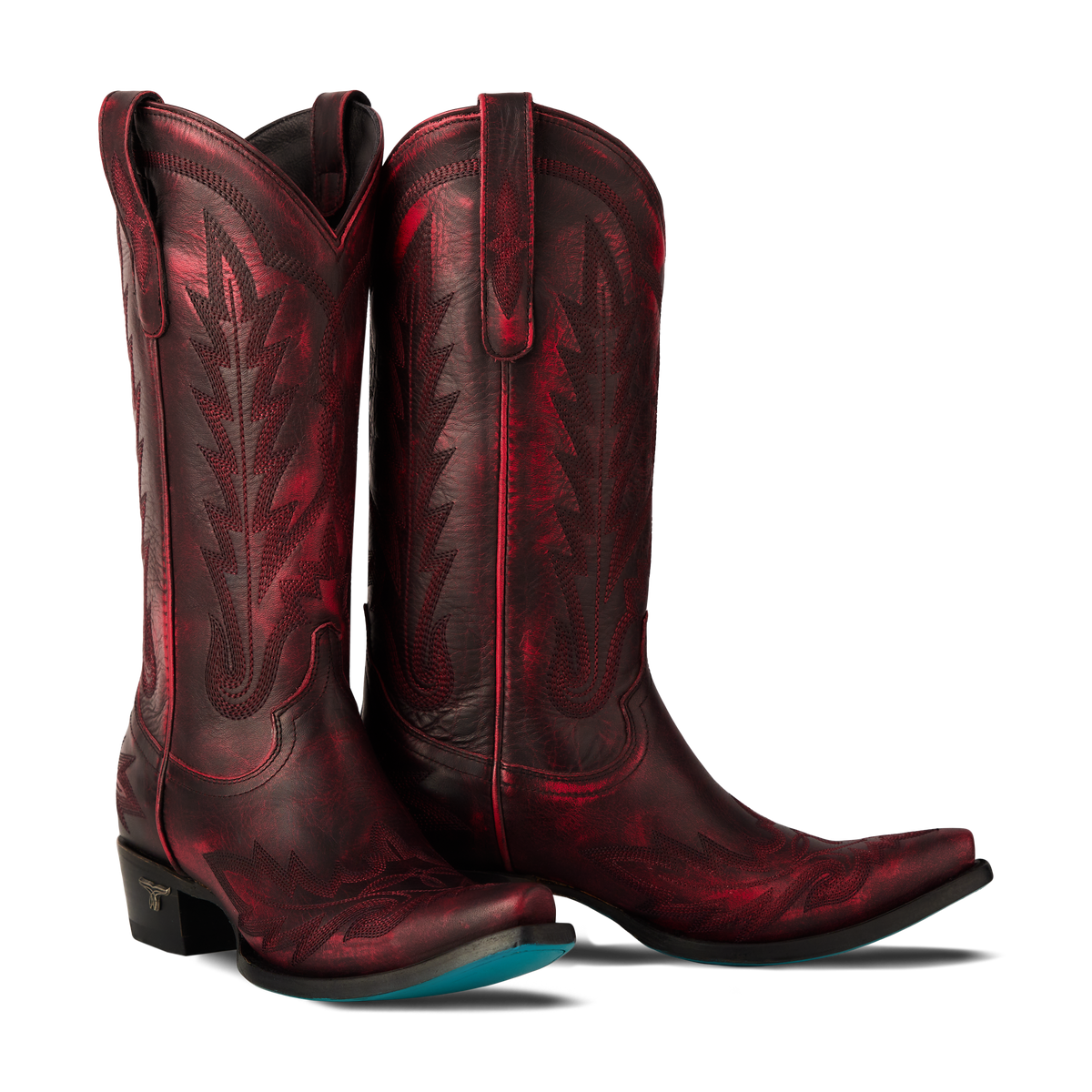 Lane Lexington Boot in Black Cherry from Bolt Ranch Store, featuring a rich burgundy leather, classic western silhouette, stitched detailing, and a stacked heel.