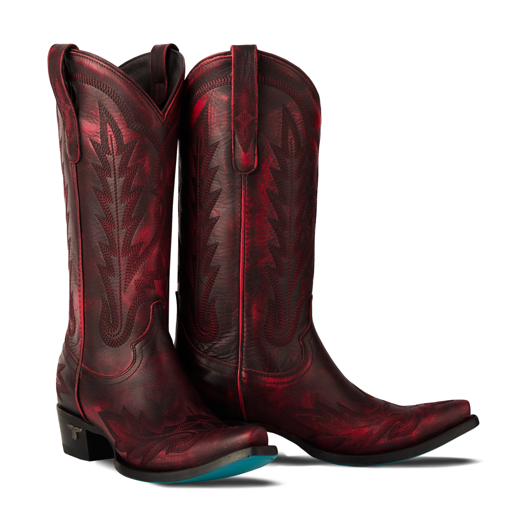 Lane Lexington Boot in Black Cherry from Bolt Ranch Store, featuring a rich burgundy leather, classic western silhouette, stitched detailing, and a stacked heel.
