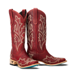 Lane Saratoga Square Boot in Smoldering Ruby with embroidered stitching and a square toe at boltranchstore.com