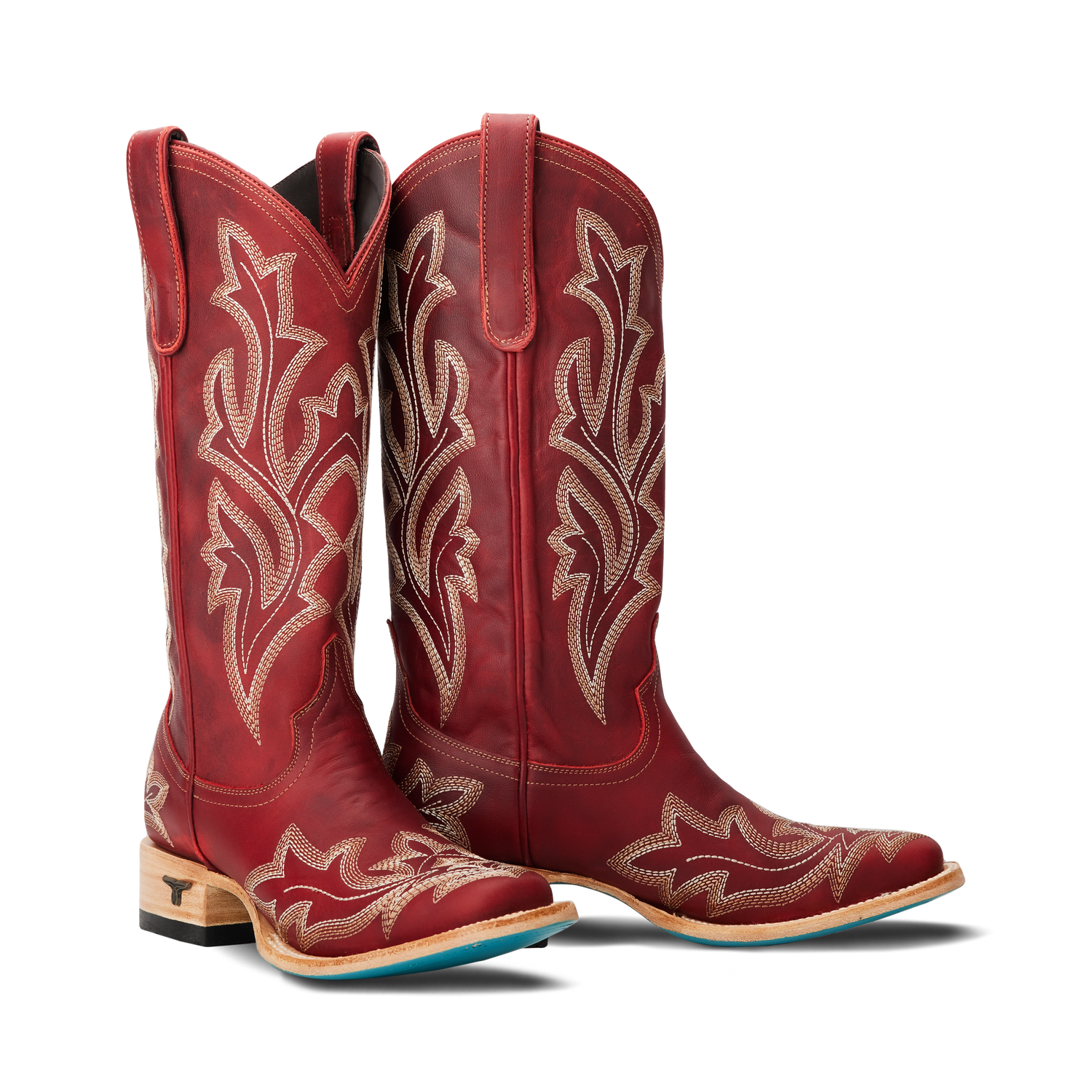 Lane Saratoga Square Boot in Smoldering Ruby with embroidered stitching and a square toe at boltranchstore.com